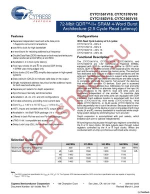 CY7C1565V18-400BZI datasheet  